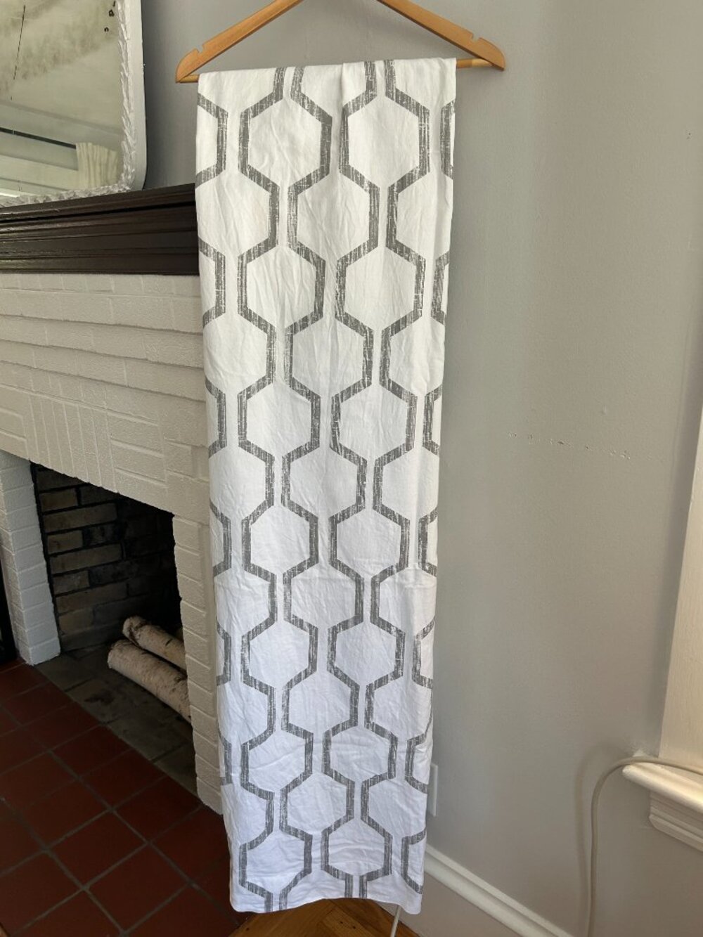 Tommy Hilfiger White and Gray Curtains 48 X 92